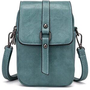 Women's Blue Vintage Cross Body Phone Bag Small Messenger Shoulder Handbag